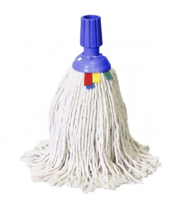 Minimop katoen 220 gram standaard steelverbinding blauw